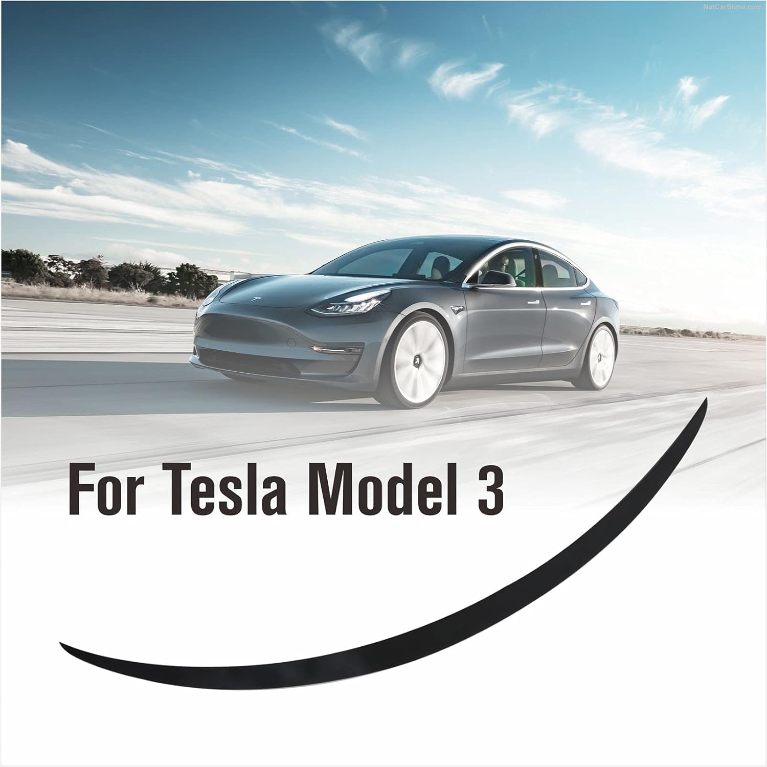 DOLKSN 2021 Tesla Model 3 Spoiler for Tesla Model 3 Tail Wing Rear Trunk Lid Spoiler Wing Fits Model 3 2018 2019 2020 2021 Factory Outlet （Glossy Black）