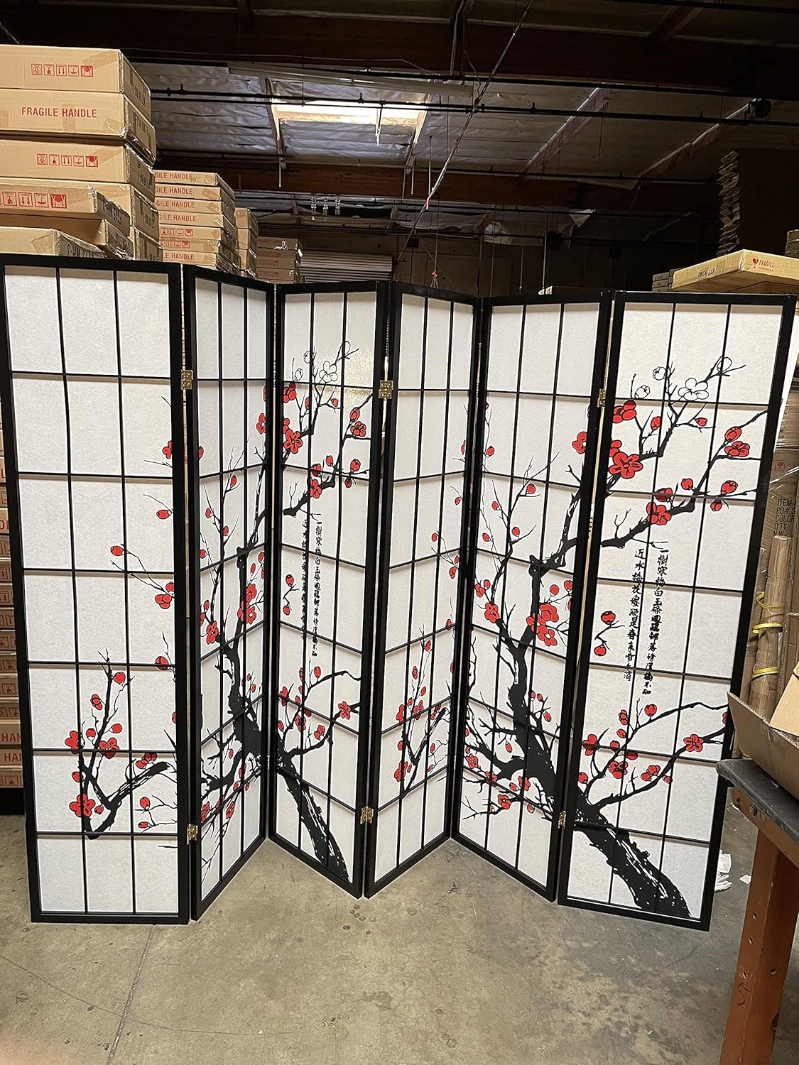 Select Plum Blossom Color and Panel 3 to 8 Room Divider (Black, 8)