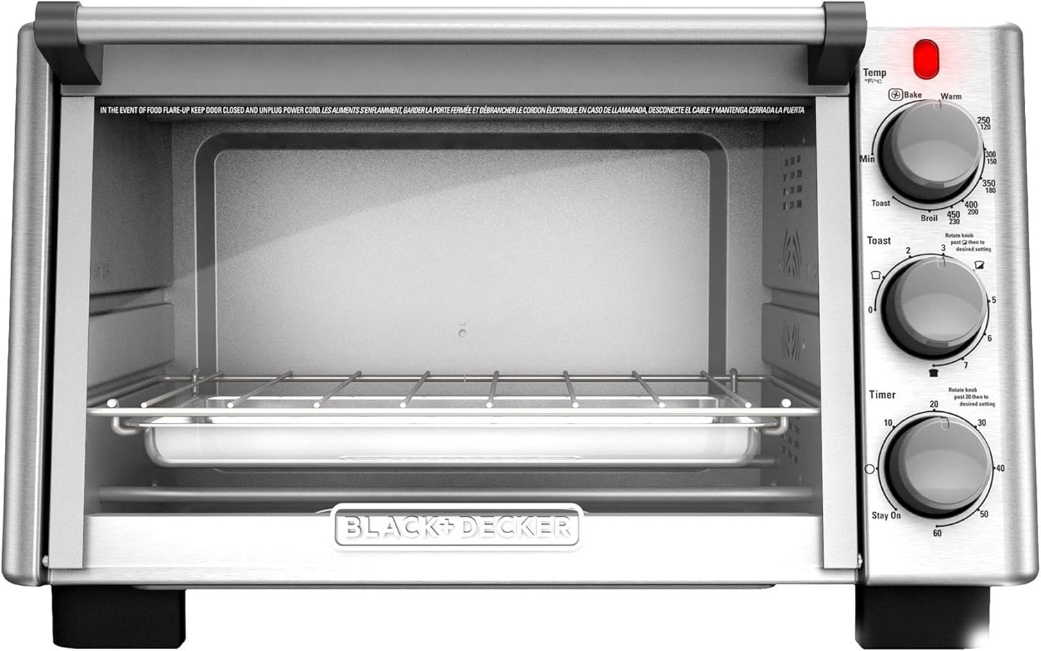 BLACK+DECKER 6-Slice Convection Countertop Toaster Oven, Stainless Steel/Black, TO2050S