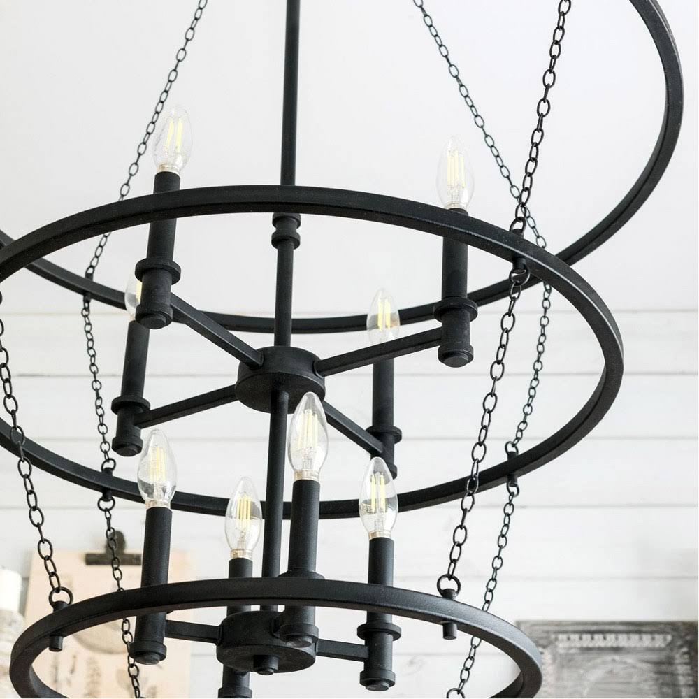 Capital Lighting 528781BI Lancaster 8 Light Foyer, Black Iron