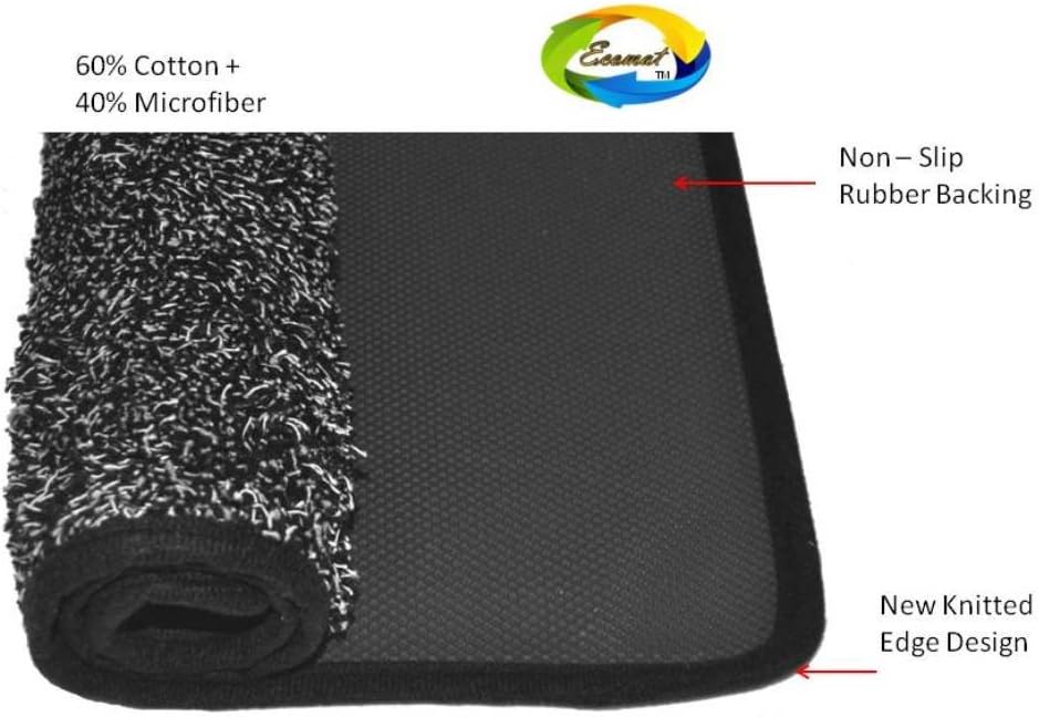 Door Mat Premium Floor Mat Eco Friendly Rubber Backing Non Slip Mat Kitchen Mat Mud Mat Cotton + Microfiber aprox 18&rdquo; x 30&rdquo; Machine Washable by ECOMAT - Veteran Owned (Black and White)