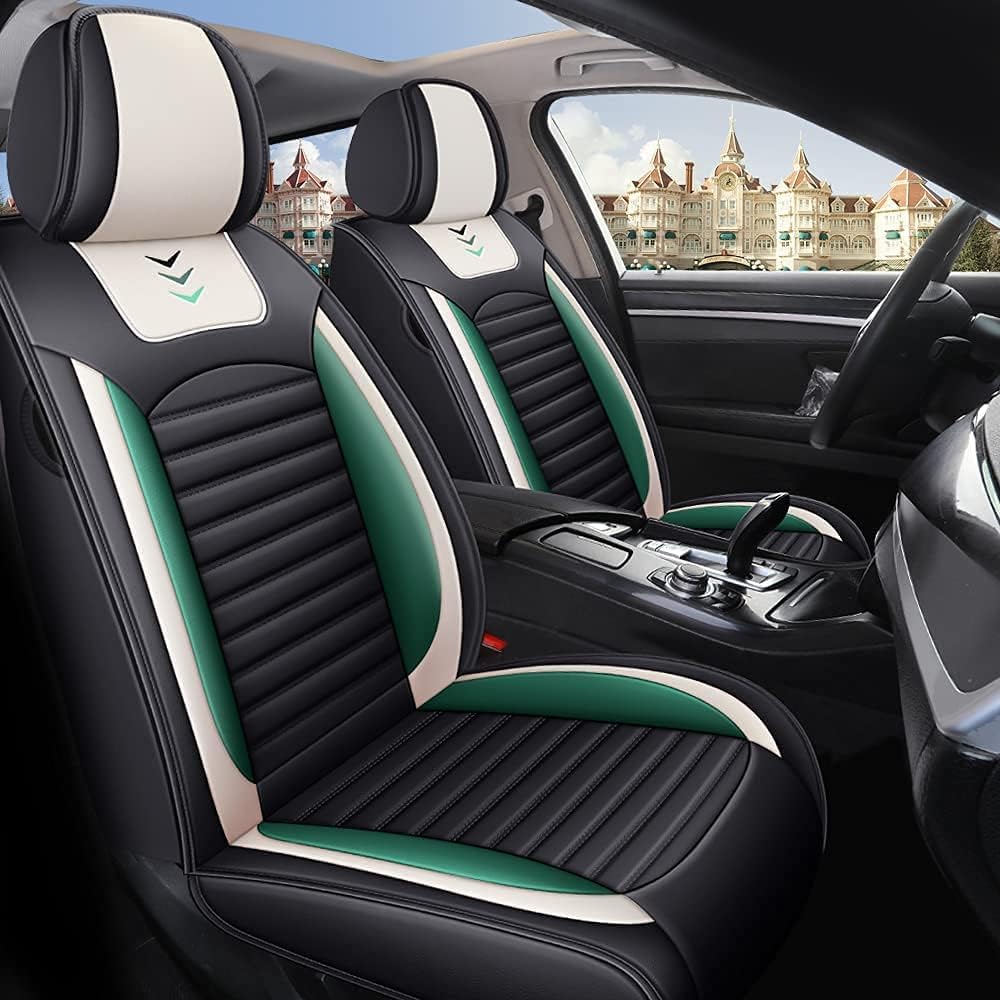 LK-1 PU Breathable Leather Car Seat Cover 5-Seats Universal Fit (Black-Pink)