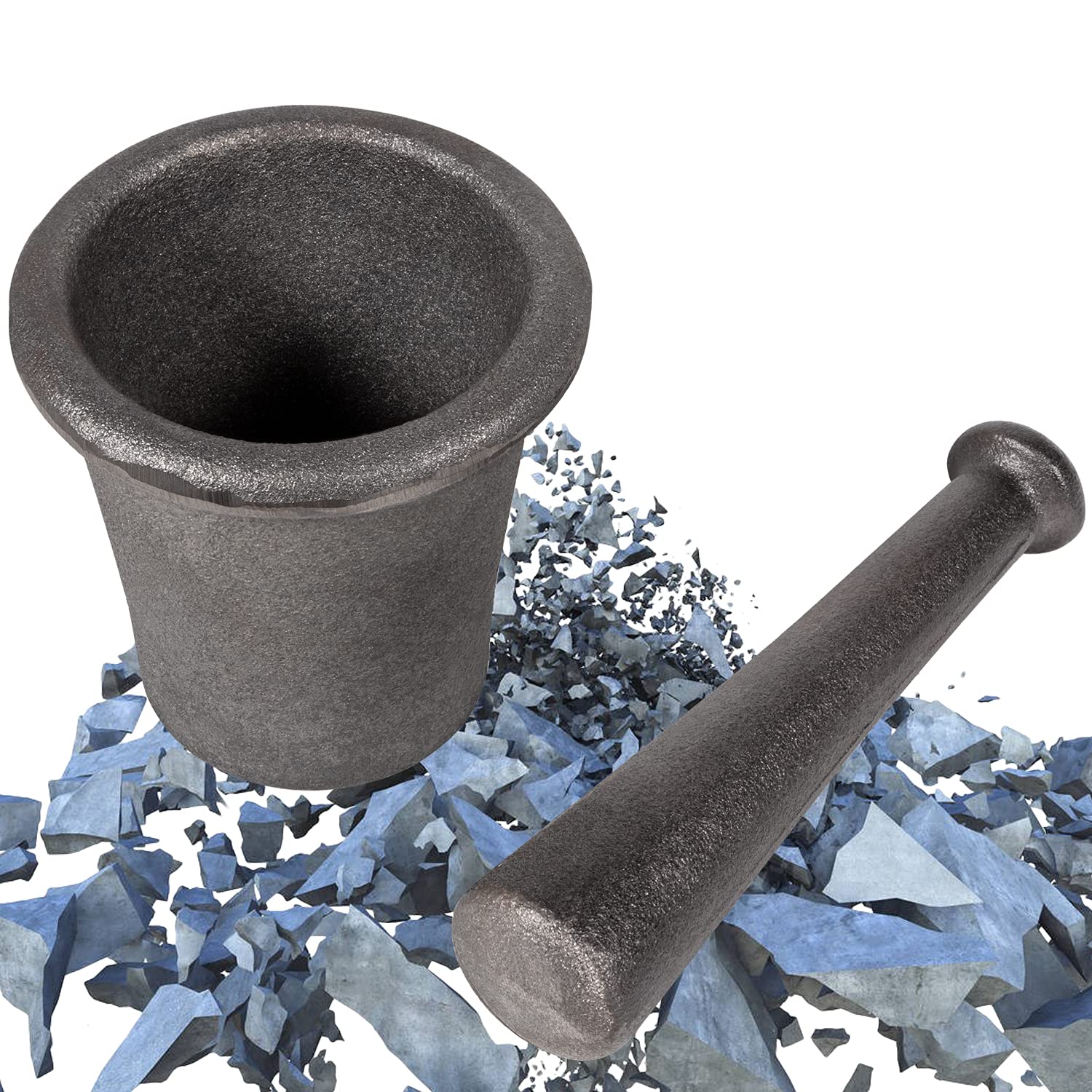 Camoo Cast Iron Mortar Pestle Tool Set Rock-Ore Crusher-Assay-Gold-Pulverizer-Quart-Silver Pack of 2