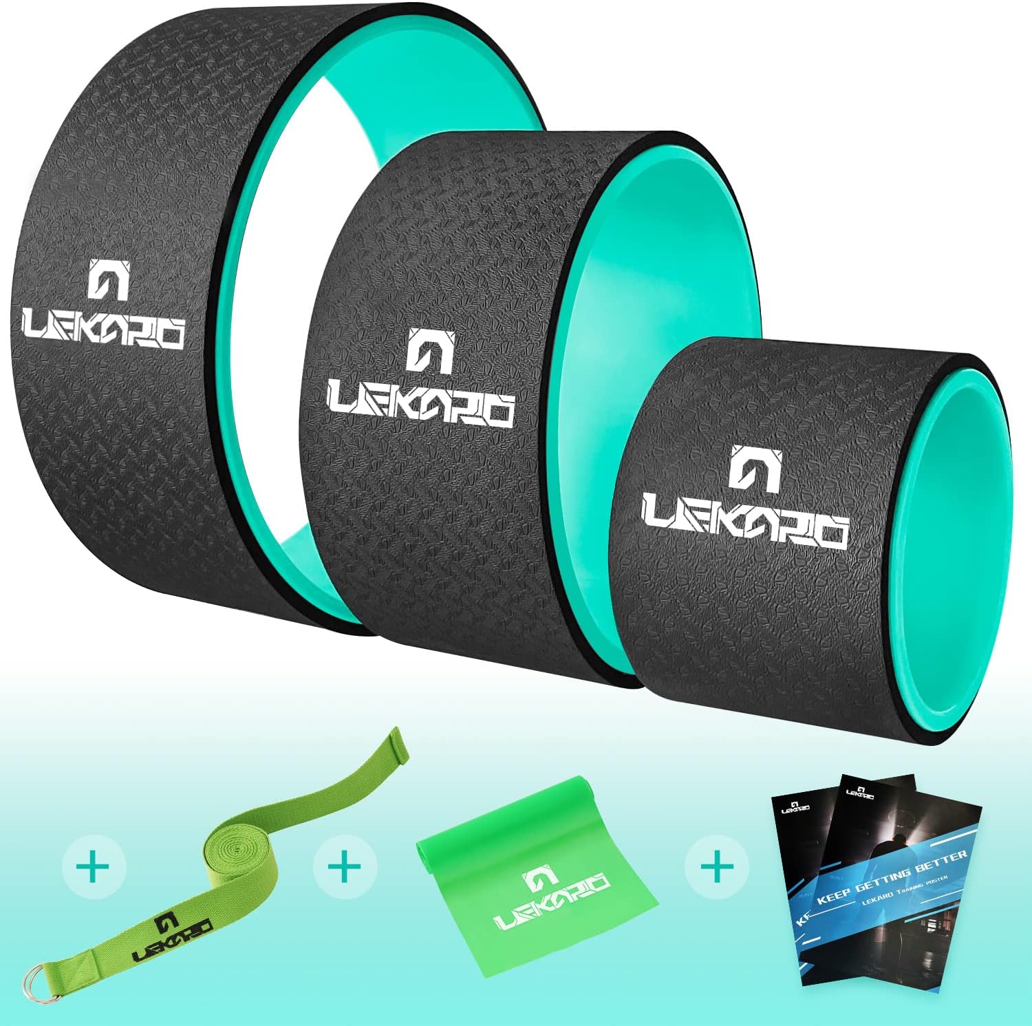 Yoga Wheel 3 Pack, Set for Back Pain Relief, Stretching, Multifunctional Back Roller Improve Flexibility, Strength & Backbends, Deep Tissue Massage, Size 13