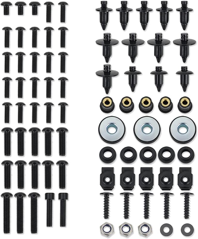 Stainless Steel (Black) Mounting Kits, Fit for YZF R6 2008 2009 2010 2011 2012 2013 2014 2015 2016, Full Sets Fairing Bolts Kits Bodywork Screws, Washers/Nuts/Fastenings/Clips/Grommets