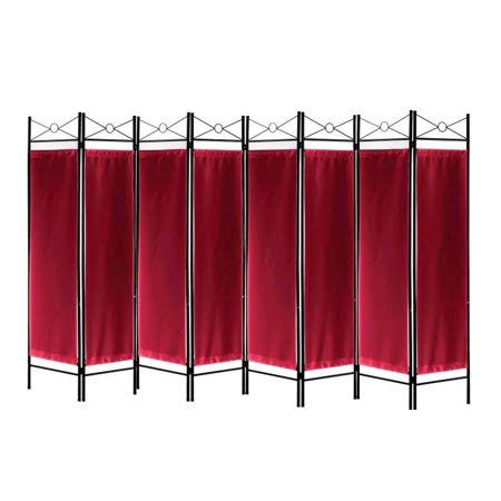Legacy Decor 8 Panels Room Dividers Privacy Screen Home Office Fabric Metal Red Color