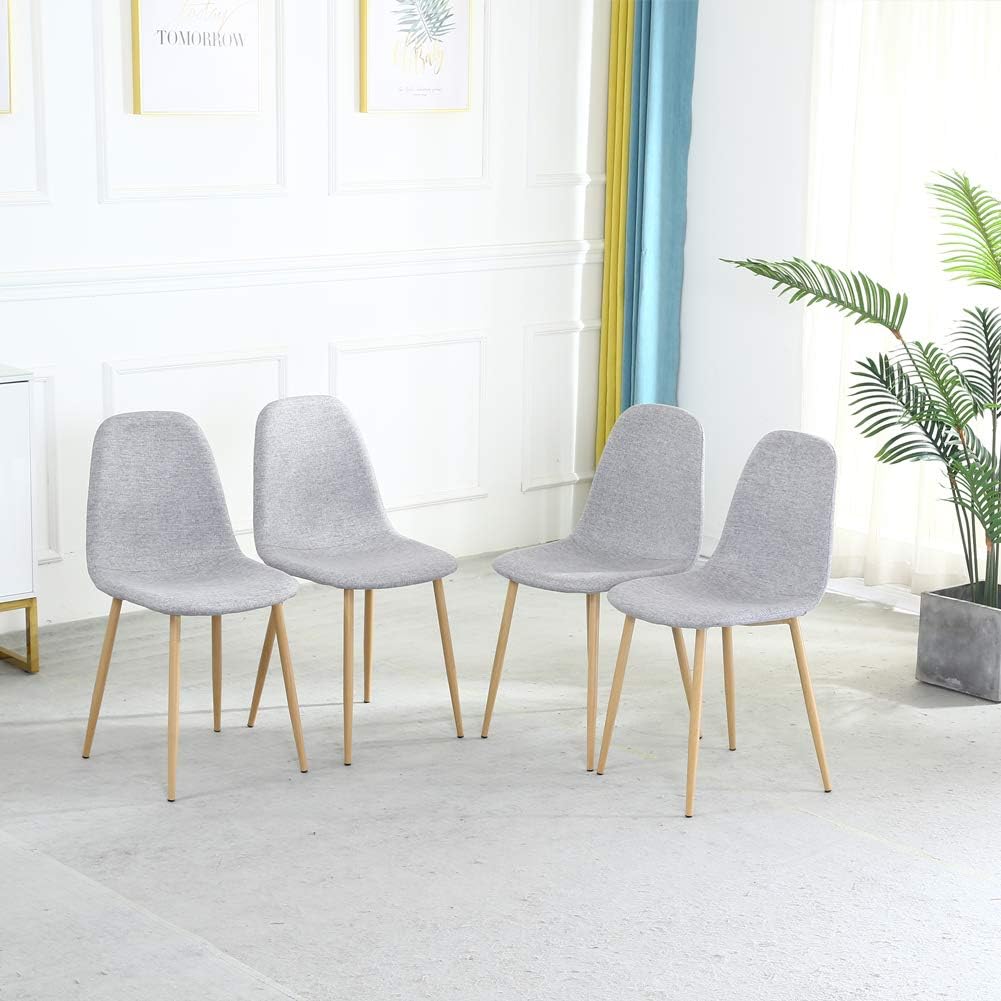 Bacyion Dining Table Set for 4 Person,Modern Round Glass Table and 4 Velvet Kitchen Room Chairs,5 Pieces Dining Room Table and Chairs Set for Home Small Space(Round Table + 4 Light Grey Chairs)