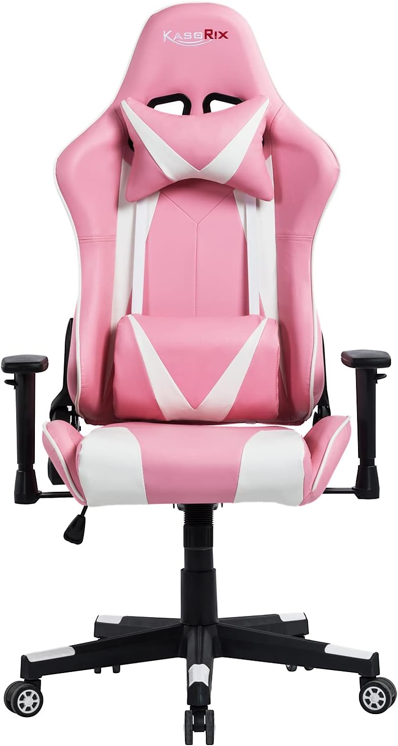 Kasorix Black Gaming Chair with Headrest Gamer Chair with Adjustable Armrest High Back Computer Chair Ergonomic Desk Chair Video Game Chair for Adults Gaming Chair-8562BLACK