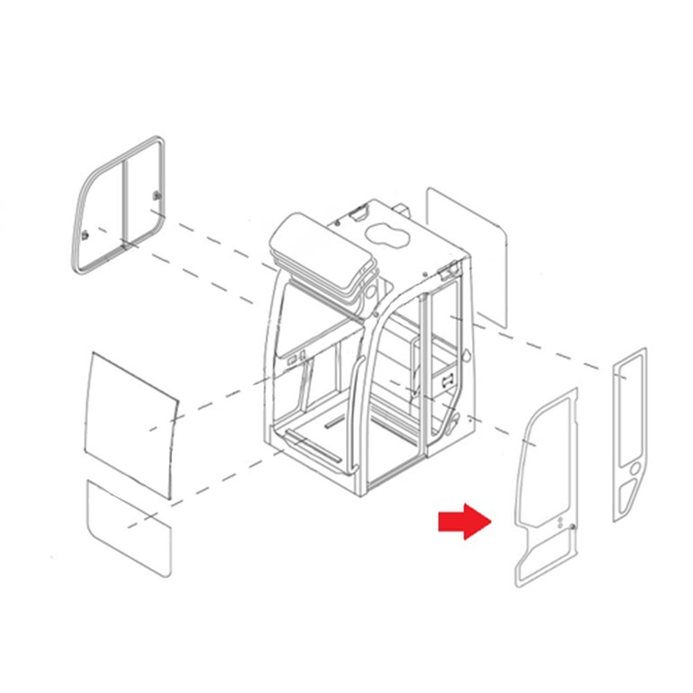 0568639430 Full Door Glass Made for Takeuchi Compact Excavator Models TB125 TB135