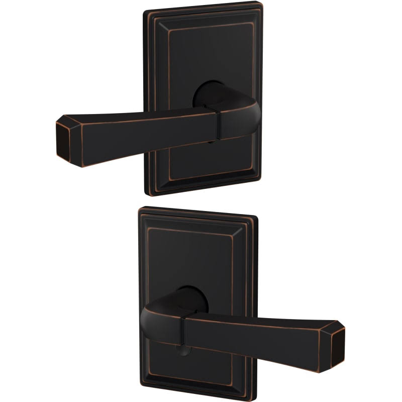 Schlage FC21RVT716GDV Custom Rivington Lever with Grandville Rose Passage and Privacy Lock Finish: Aged Bronze