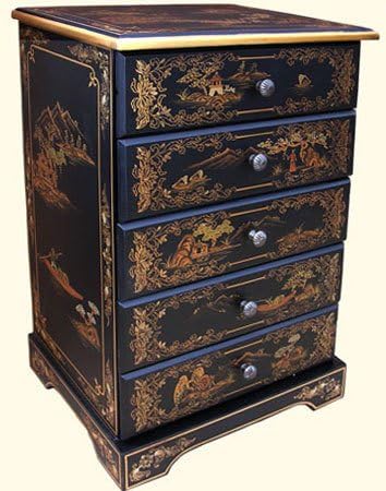 Five Drawer Oriental lacquerware Cabinet