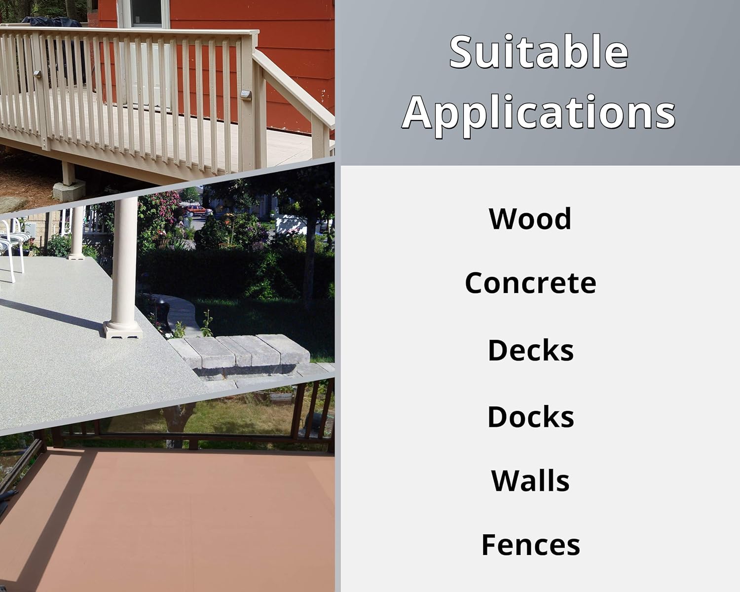 Liquid Rubber Cool Foot Deck Coating - Solar Protection Deck Paint, Non-Toxic Multi-Surface Decking Sealant, Easy to Apply, Misty Gray, 5 Gallon