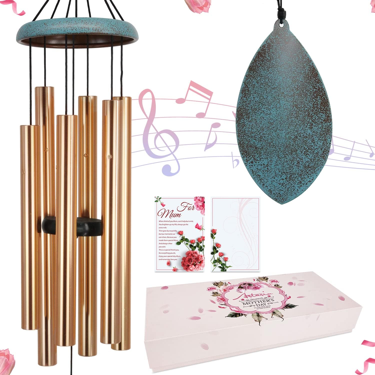 Wind Chimes for Outside Deep Tone, Wind Chimes Outdoor, Memorial Wind Chimes as Sympathy Gift, Outdoor Decorations for Your Garden, Patio (Metal Wind Chime-Black)