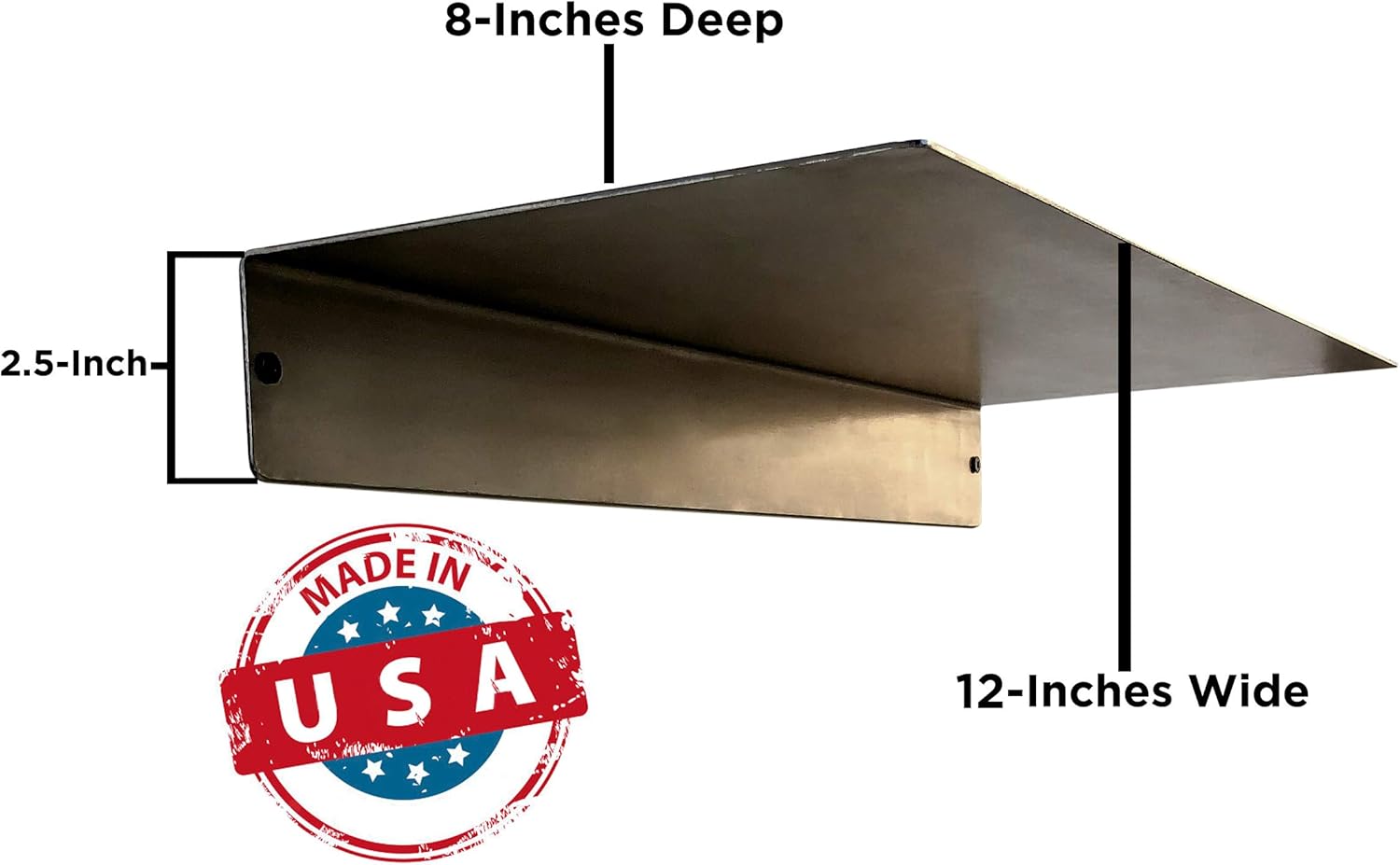 Made in USA by DIY CARTEL - Linear Floating Shelf - Forged Raw Steel - Industrial Heavy Duty Metal Wall Mounted Modern Rustic Farmhouse Designed Shelf (12-inch X 8-inch) Pack of 2