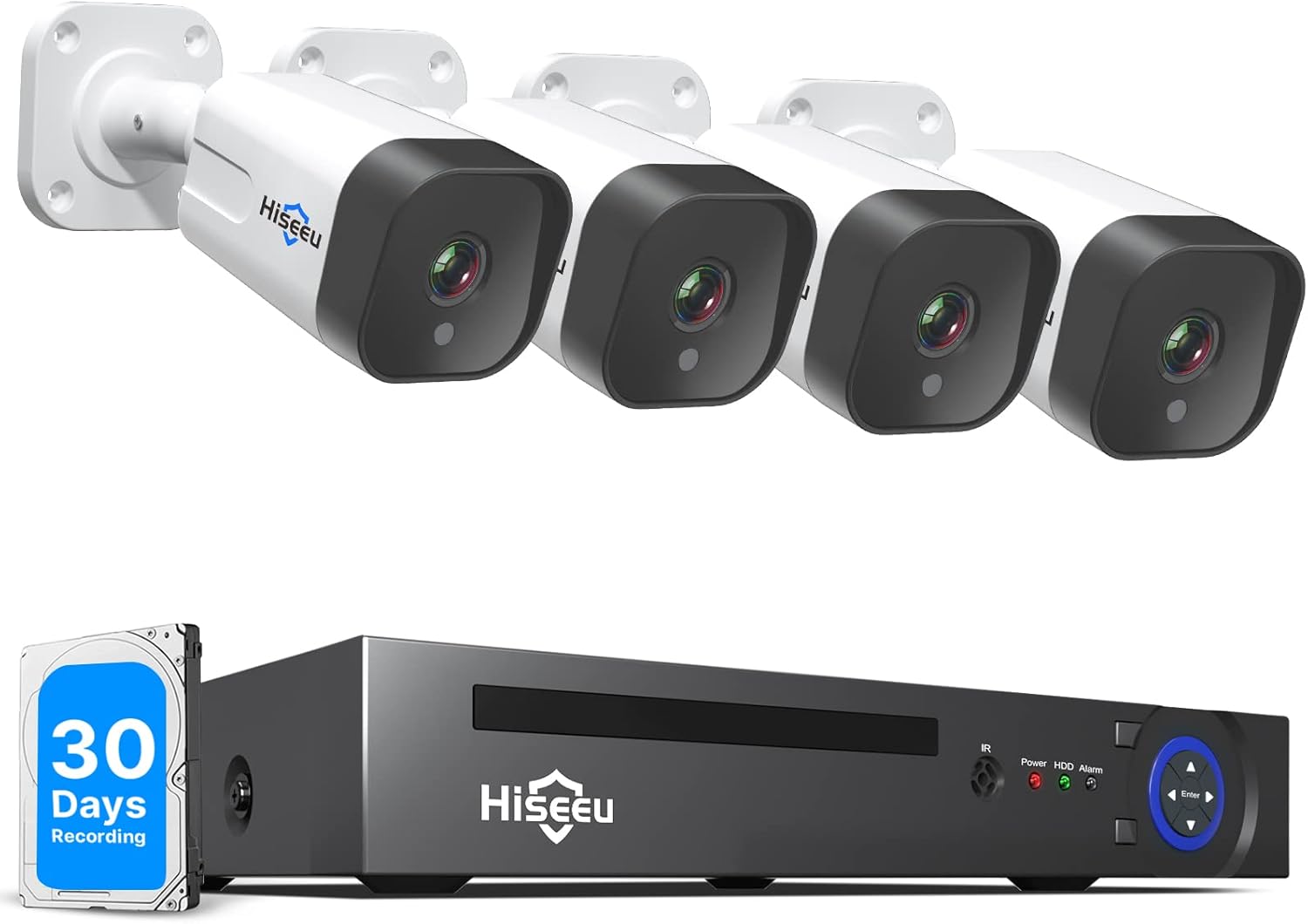 Hiseeu 5MP PoE Security Camera System,8PCS 5MP IP Security Camera for Indoor Outdoor,with 3TB Hard Drive,Face/Human Detect,2-Way Audio Support,H.265+ Surveillance NVR Kit