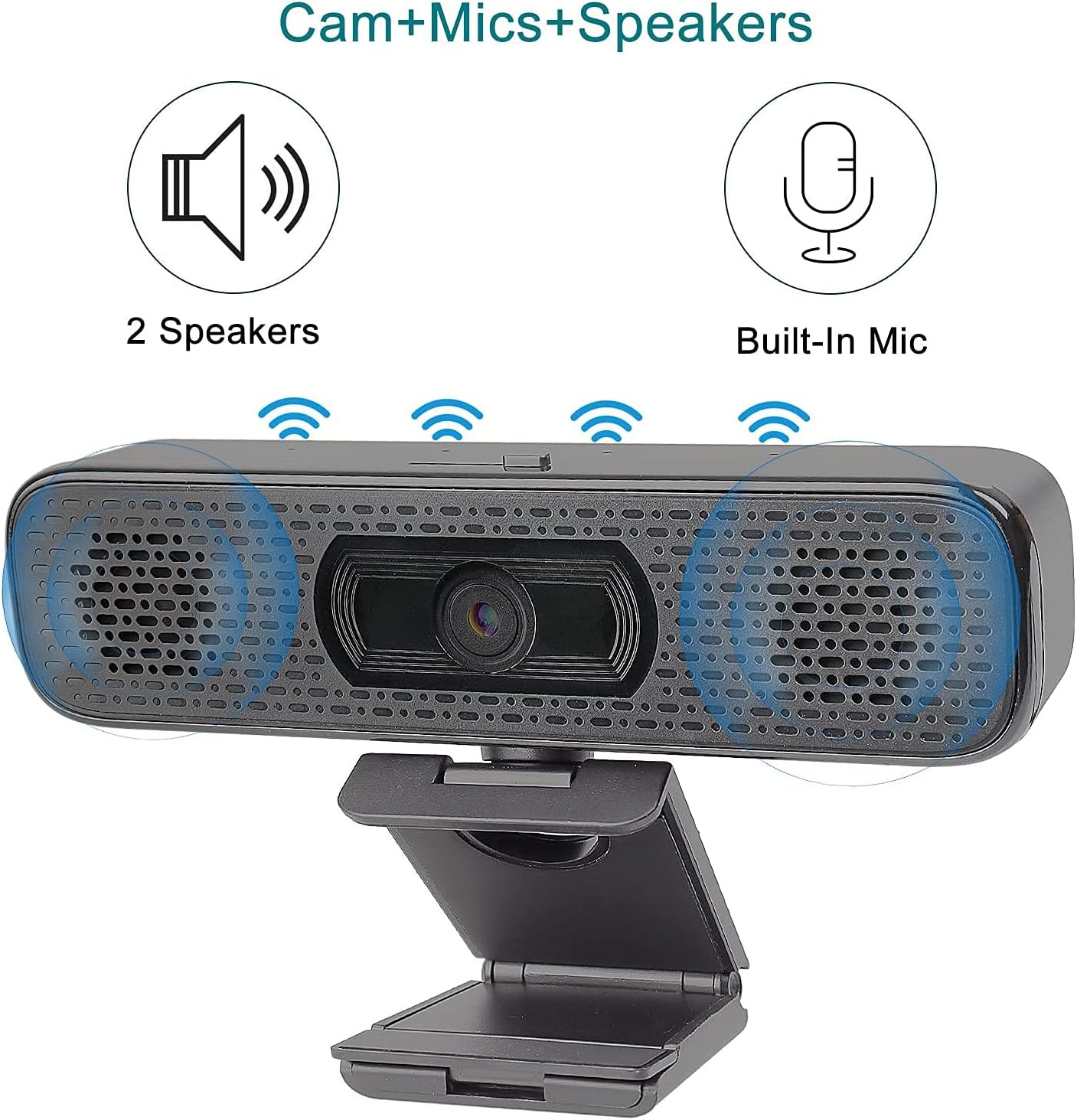 2K HD Webcam with 2 Speakers & Built-in Microphone for Computer Laptop,90 Degree View Angle Desktop USB Stream Camera with Privacy Cover for Conferencing Video Call/Network Teaching/YouTube/Skype Pack of 2