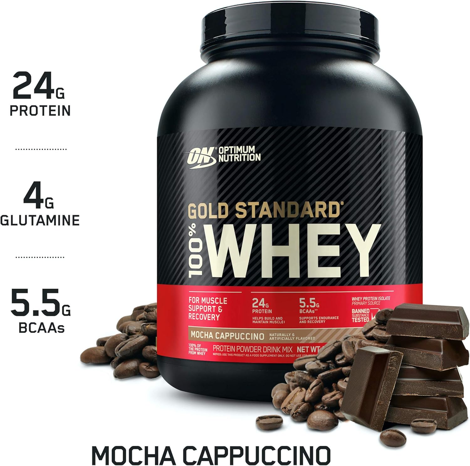 Optimum Nutrition Gold Standard 100% Whey Protein Powder, Mocha Cappuccino, 5 Pound (Packaging May Vary) Pack of 2