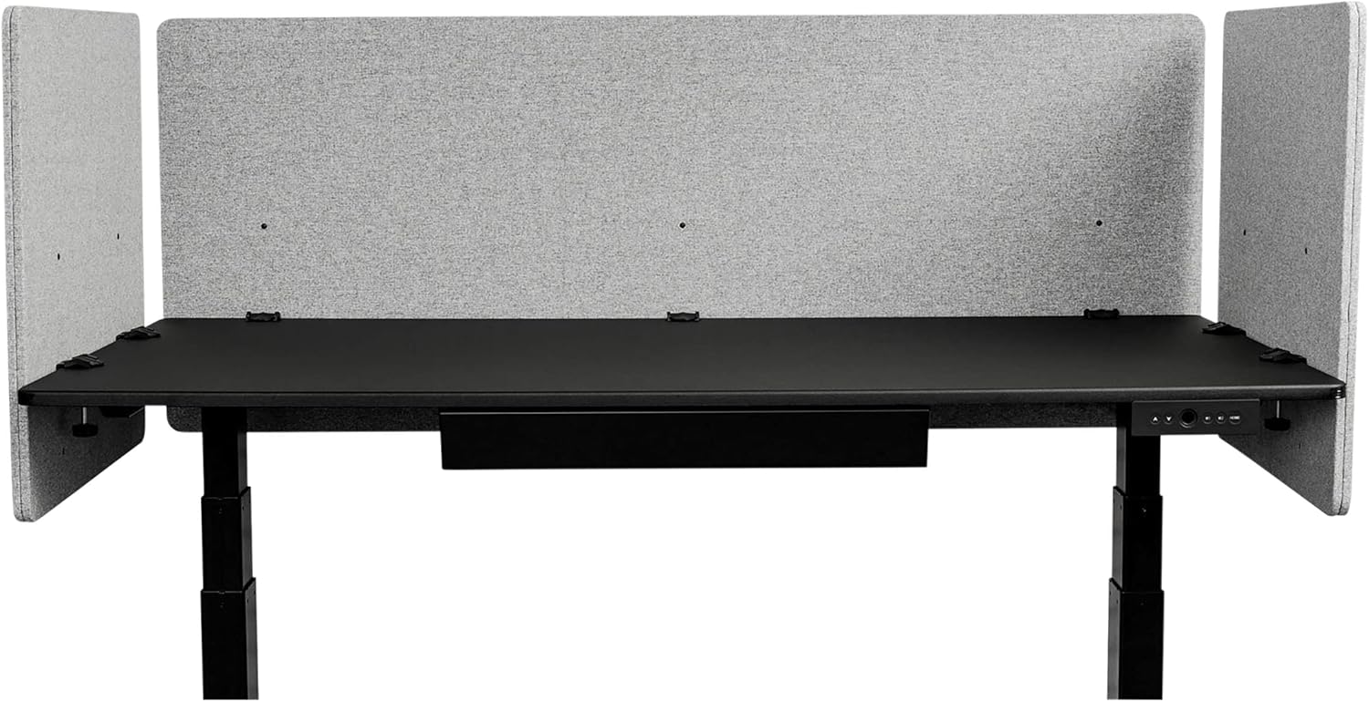 Stand Up Desk Store ReFocus Clamp-on Acoustic Desk Divider Privacy Panel That Reduces Noise and Visual Distractions (Midnight Blue, 59