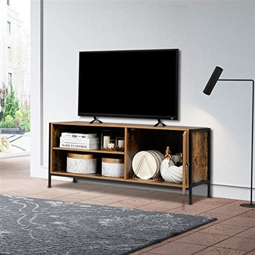 Retro Brown Industrial Style Indoor Living Room Single Door Double Rack Wooden TV Cabinet