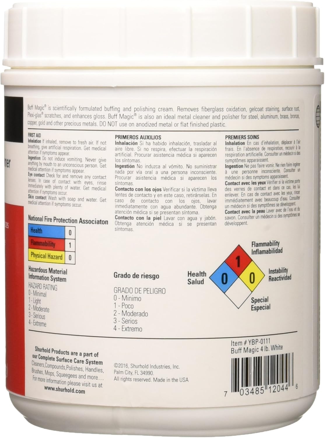 Shurhold Yacht Brite YBP-0111 White Buff Magic Jar - 4 lb. Pack of 2