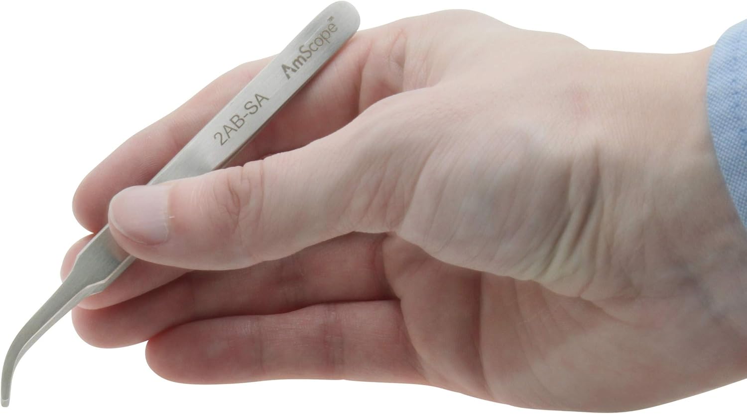 AmScope - High Precision 4 1/2 in. Curved Flat Tip Tweezers - Multi-Pack - 5 pcs