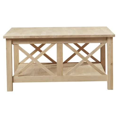 Beachcrest Home Cosgrave Coffee Table with Storage (Color: Unfinished)