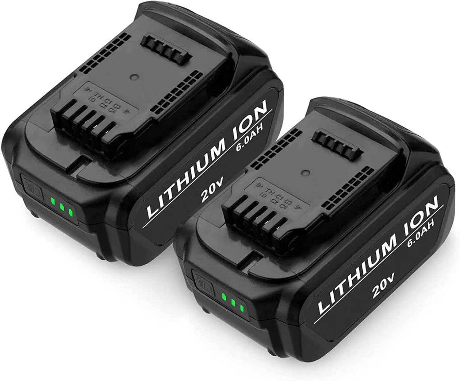 Akkucore 2Pack 6.0Ah 20V DCB200 Battery Replacement for Dewalt 20V Battery Compatible with Dewalt 20V Max XR Cordless Tools DCB205 DCB204 DCB206 DCB205 DCB206 DCD/DCF/DCG Series Pack of 2