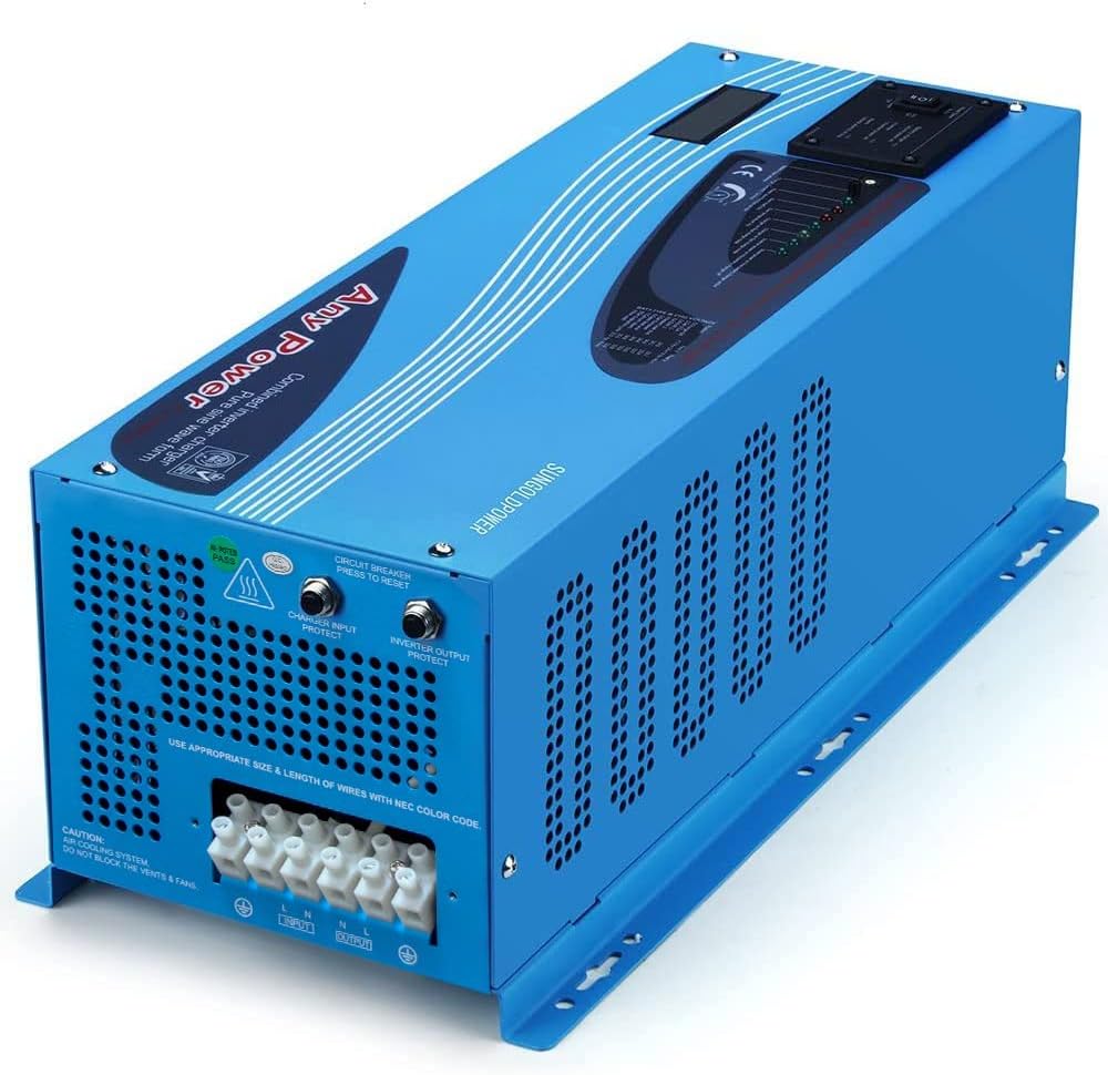 4000W Peak 12000W DC 12V to AC 120V Pure Sine Wave Power Inverter with Battery Charger Low Frequency Solar Inverter Charger LCD Manufactured by SunGoldPowerCo.,Ltd