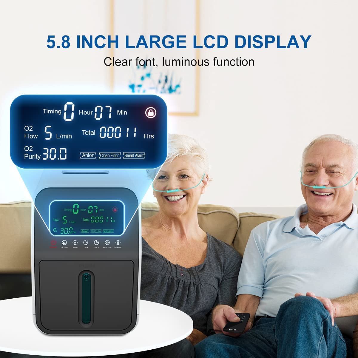 Oxygen Concentrator Portable Oxygen Machine with Complete Accessories for Home Use