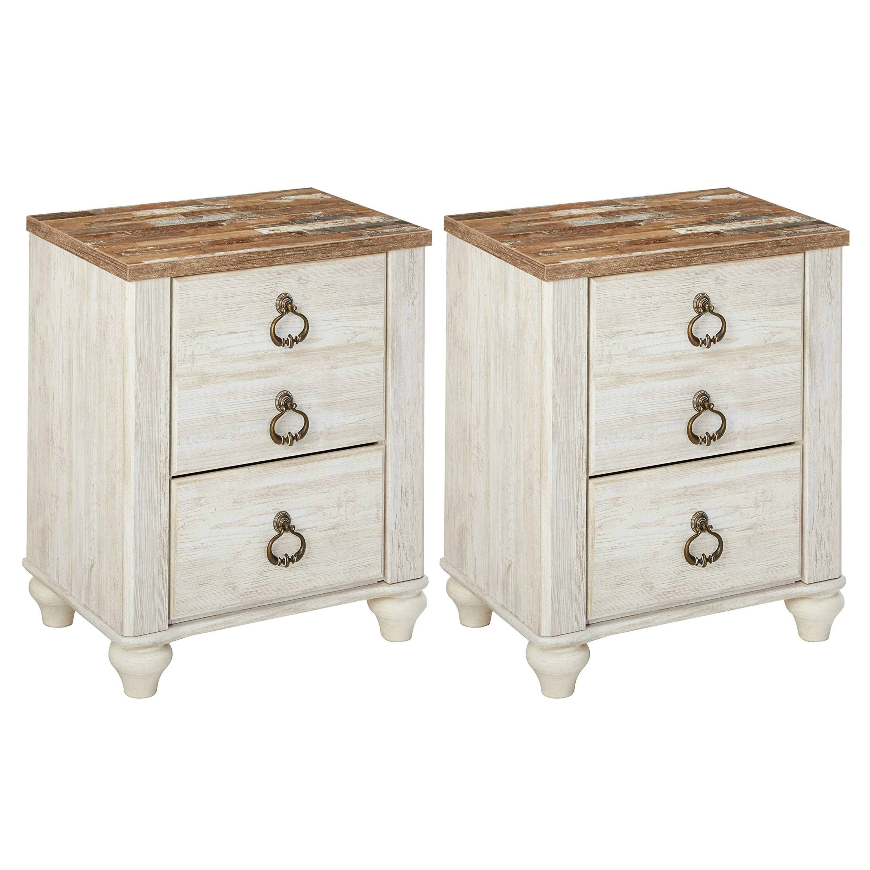 Ashley Willowton Two-Tone Two Drawer Night Stand B267-92 2 Pack Willowton Two-Tone Two Drawer Night Stand