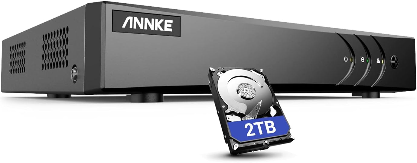 ANNKE 8CH 5-in-1 5MP Lite DVR for Seacurity Camera with 2 TB Hard Drive, H.265+ HDMI Output, Quick QR Code Scan and Easy View Remote for Home CCTV Camera System