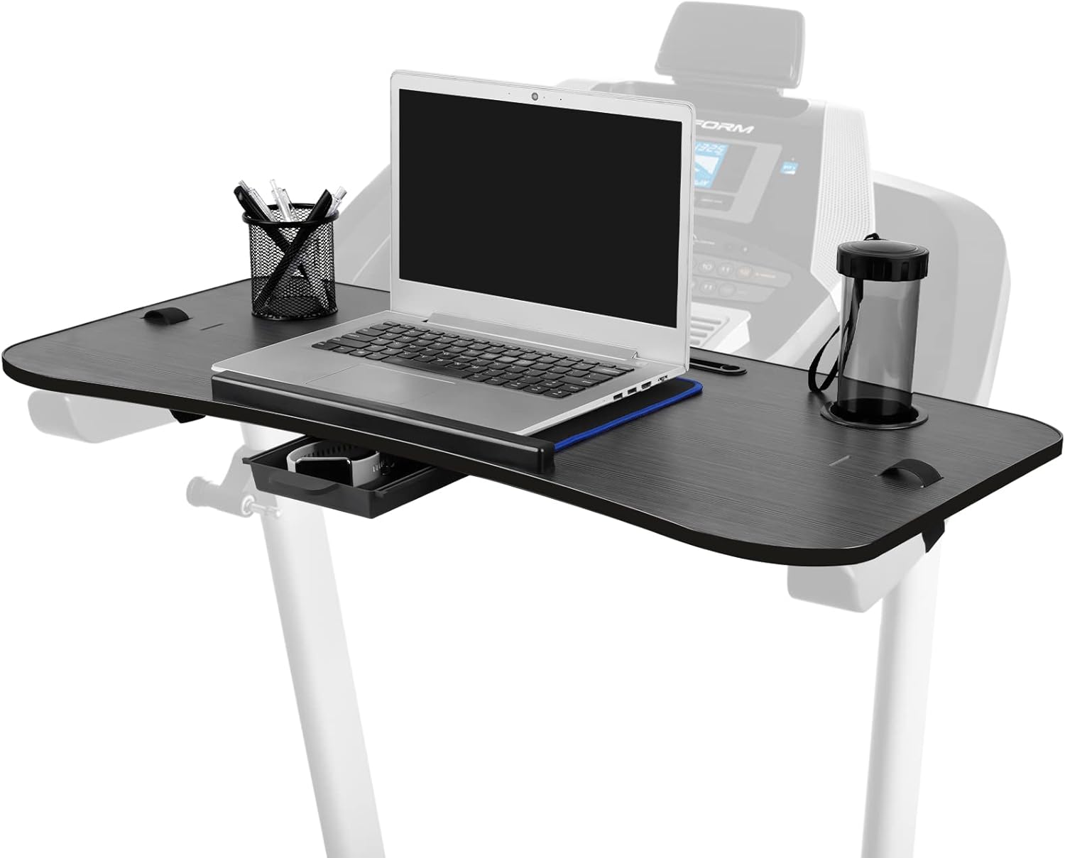 Natheeph Treadmill Desk Attachment, Upgrade Treadmill Desk Workstation with Non-Slip Mat, Universal Treadmill Laptop Holder with Drawer for Notebook/Laptop (Black) Pack of 2