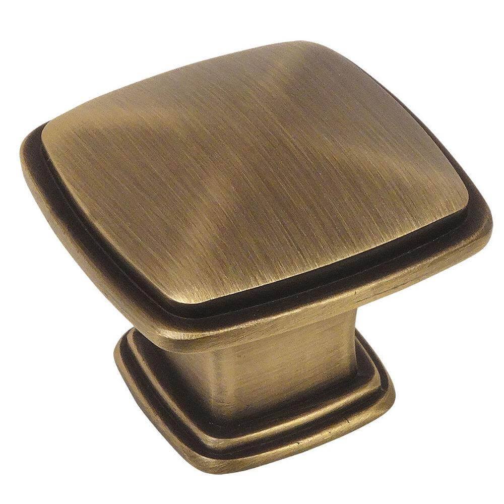 Cosmas 4391BAB Brushed Antique Brass Modern Cabinet Hardware Knob - 1-1/4x22 inch Square - 25 Pack