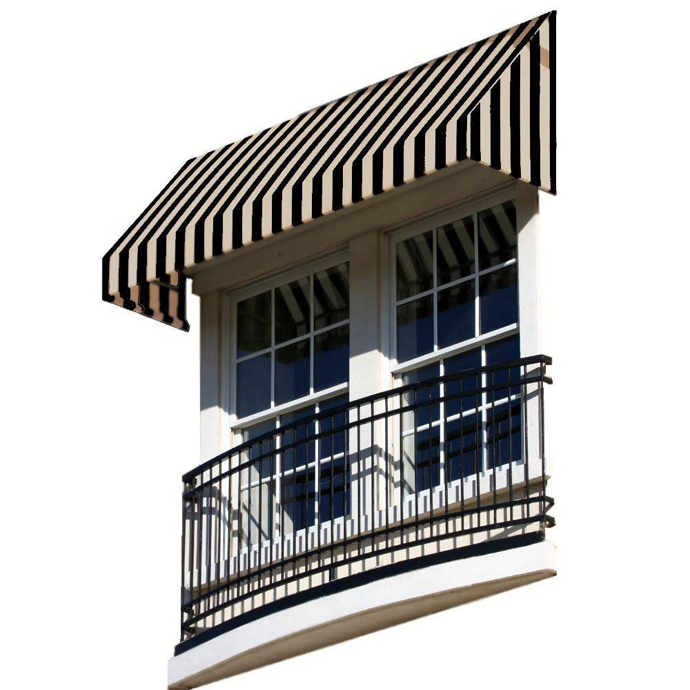 Awntech 6.38 ft. Wide New Yorker Window/Entry Awning (58 in. H x 48 in. D) Black/Tan NK44-6KT