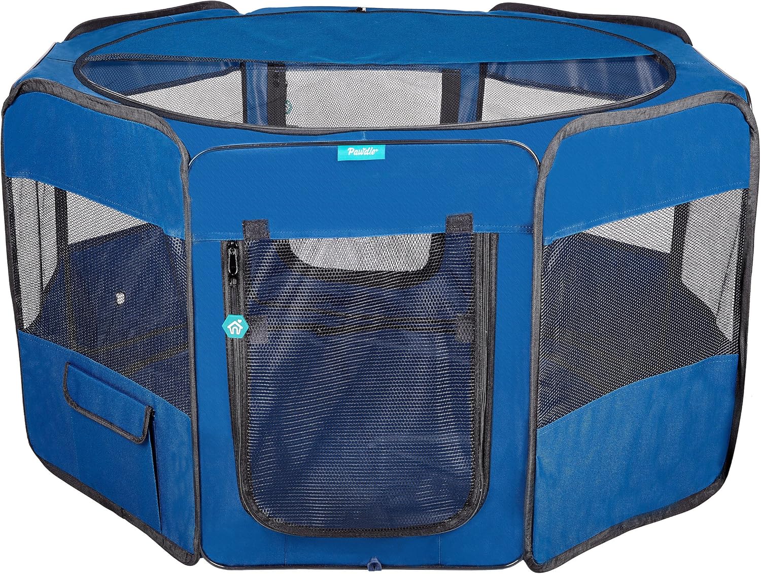 Pawdle Deluxe Premium Foldable Portable Traveling Exercise Pet Playpen Kennel Cats, Dogs, Kittens and All Pets - Travel Carrying Case - In Ground Stakes - Removable Shaded Cover and Bottom Pack of 2