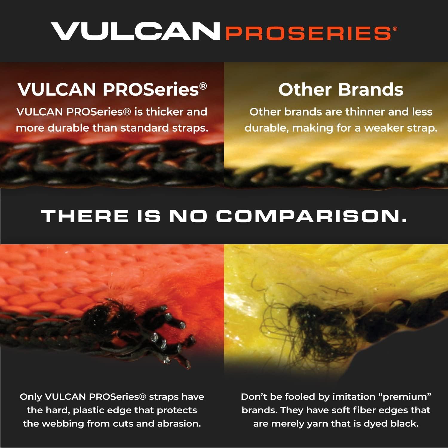 VULCAN Winch Strap with Heavy Wire Hook - 2 Inch x 15 Foot, 4 Pack - PROSeries - 3,300 Pound Safe Working Load Pack of 2