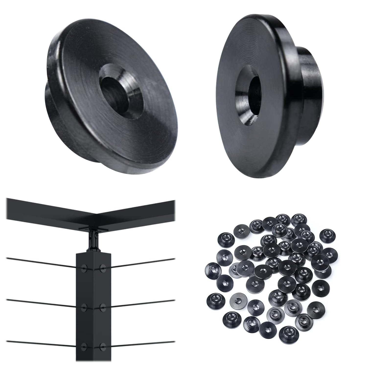 Muzata 50Pack Black Cable Railing Kit 1/8