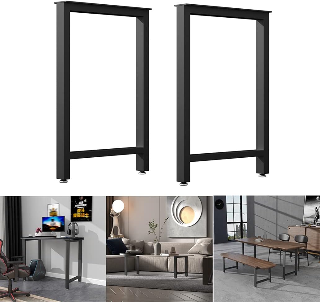 Black Table Leg Metal Desk Legs 28''H,Heavy Duty Metal Table Legs Adjustable Furniture Legs for Office Desk, Computer Desk, Dining Table(Set of 2)