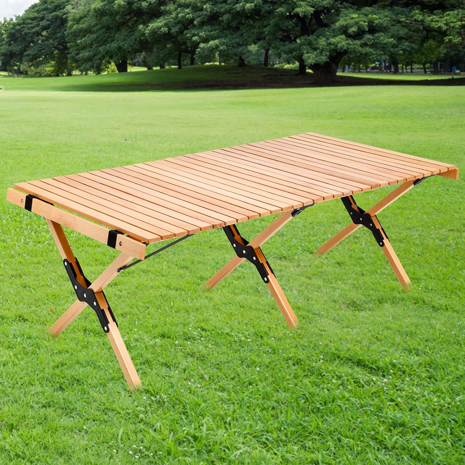 Camping Table, Balee 4ft Folding Portable Picnic Table with a Carry Bag and Low Height Outdoor Foldable Wooden Table for BBQ,Picnic,Party,Camp,Beach