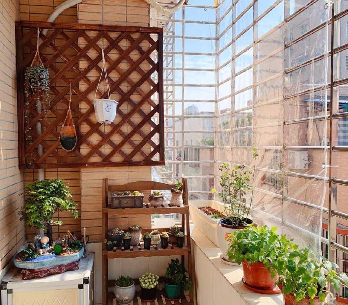 FoundGo 6' x 10' Clear Tarps Heavy Duty PVC Vinyl 20 Mil Thick Tarpaulin Glass Tarpaulin with Metal Grommets，Protects Against Water, UV-Ray, Tear, Cold Weather Resistan for Greenhouse Balcony Garden Pack of 2