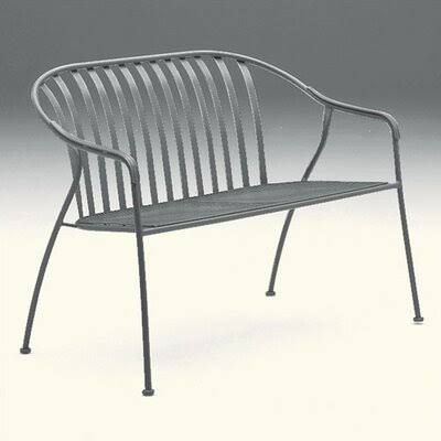 Valencia Stackable Barrel Wrought Iron Garden Bench Woodard Color: Sandstone