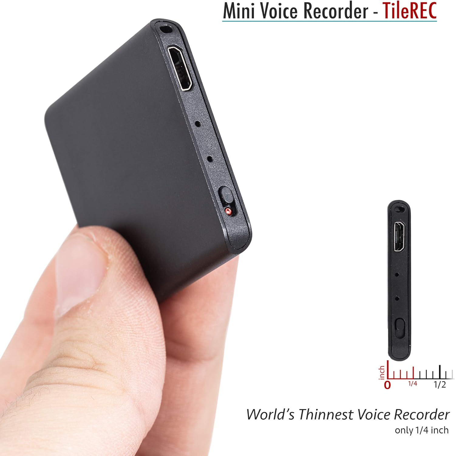 TileRec - Slimmest Voice Activated Recorder with 145 Hours Recording Capacity, MP3 Records, 24 Hours Battery Time, Metal Case – by Atto Digital Pack of 2