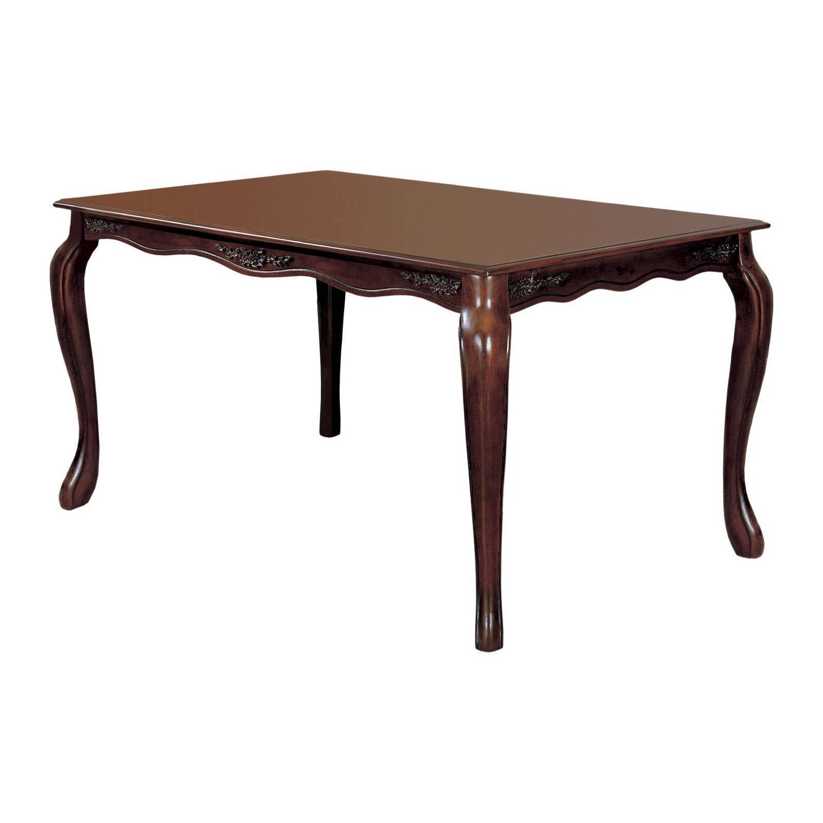ioHOMES Floral Accented 60x22 Dining Table Wood Dark Walnut
