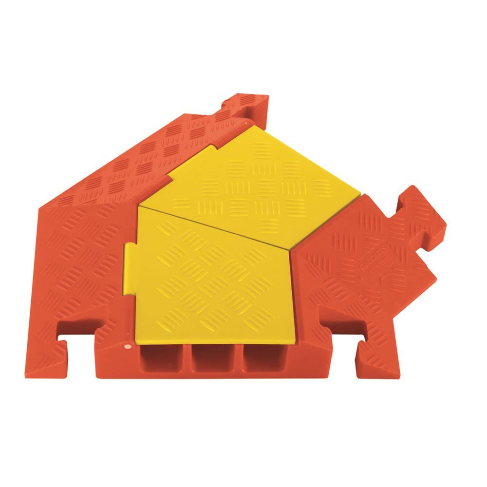 Linebacker CPT3X225-R-Y/O Polyurethane Extra Heavy Duty 3 Channel 45 Degree Right Turn Cable Protectors with T-Shaped Connectors