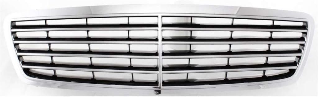 For Mercedes-Benz E320 / E430 / E55 AMG Grille Assembly 2000 2001 2002 | Chrome Shell/Painted Black Insert | Sedan | w/Avantgarde Package | Wagon | Plastic | MB1200116 | 21088006839040