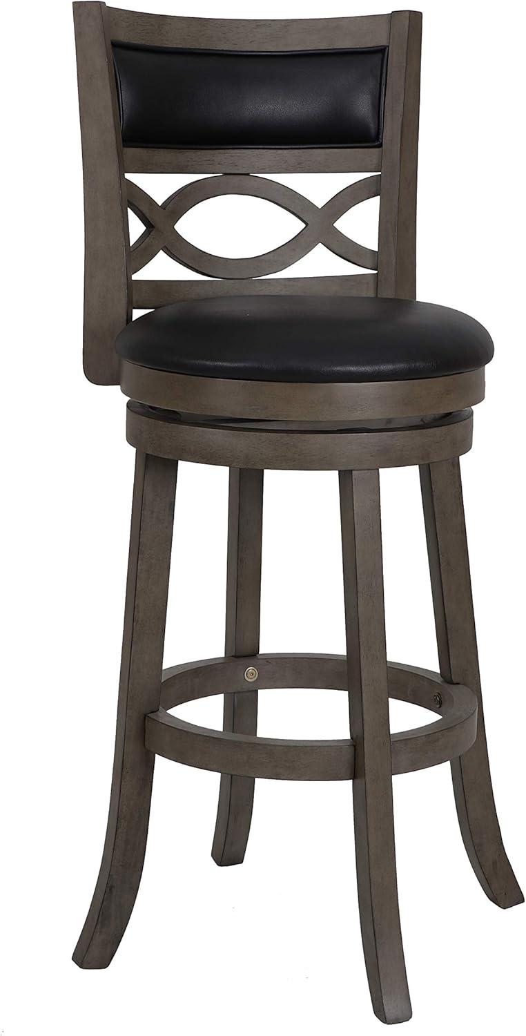 New Classic Furniture New Classic Bristol Swivel Counter Stool, Dark Brown/Black, 24-Inch