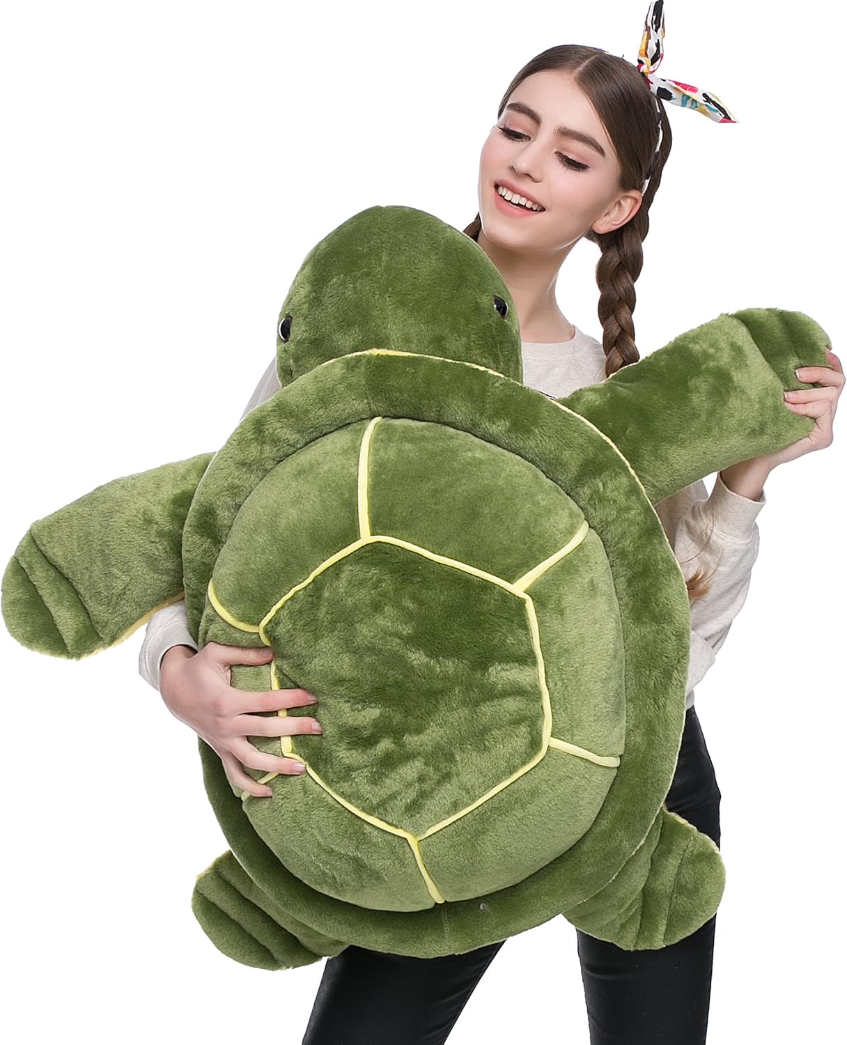 DOLDOA Big Plush Eyes Sea Turtle Stuffed Animal Tortoise Toys for Children Girlfriend (33 inch) Pack of 2