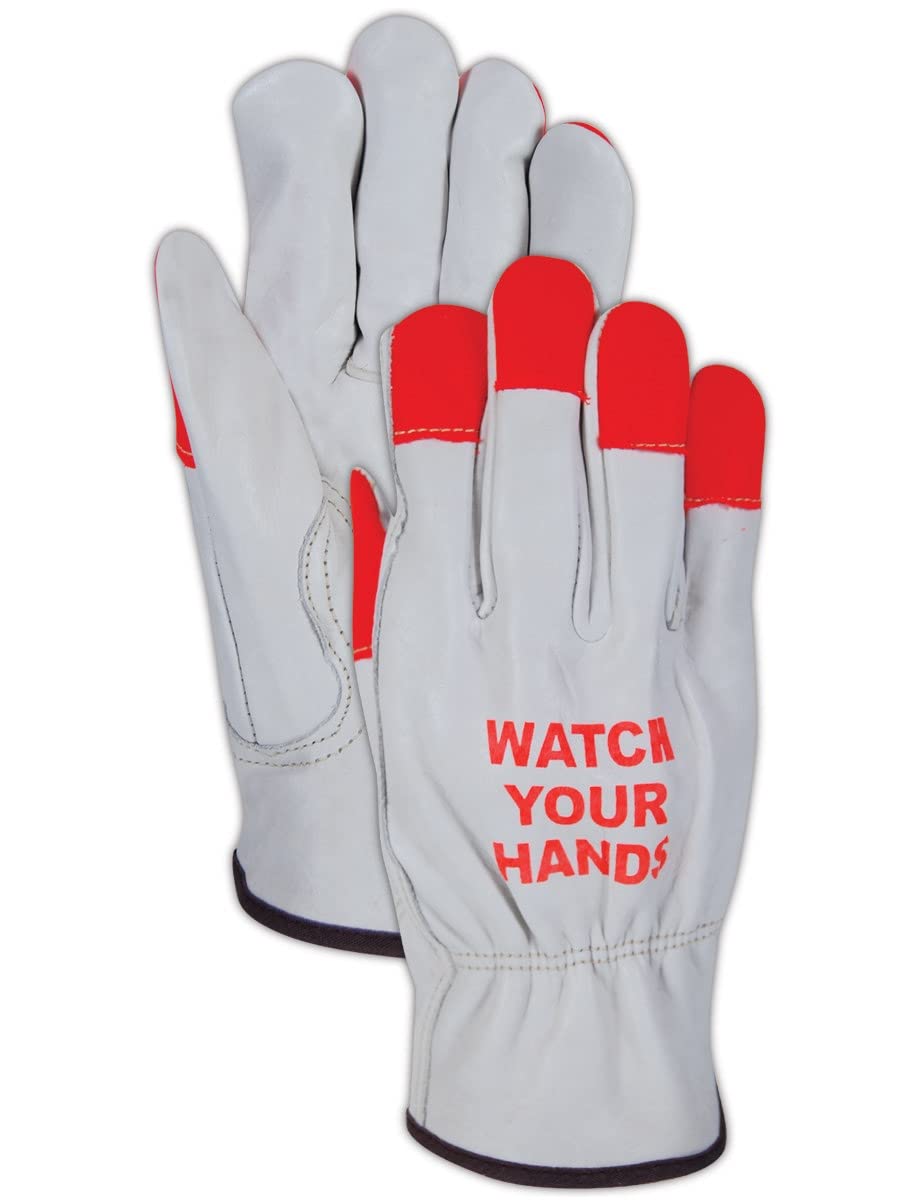 Magid Glove & Safety B6540EHVO-M Roadmaster B6540EHVO/B6540EHVY Leather Drivers Gloves with Hi-Viz Fingertips, Grain, Medium, Hi/Vis Orange (Pack of 12)