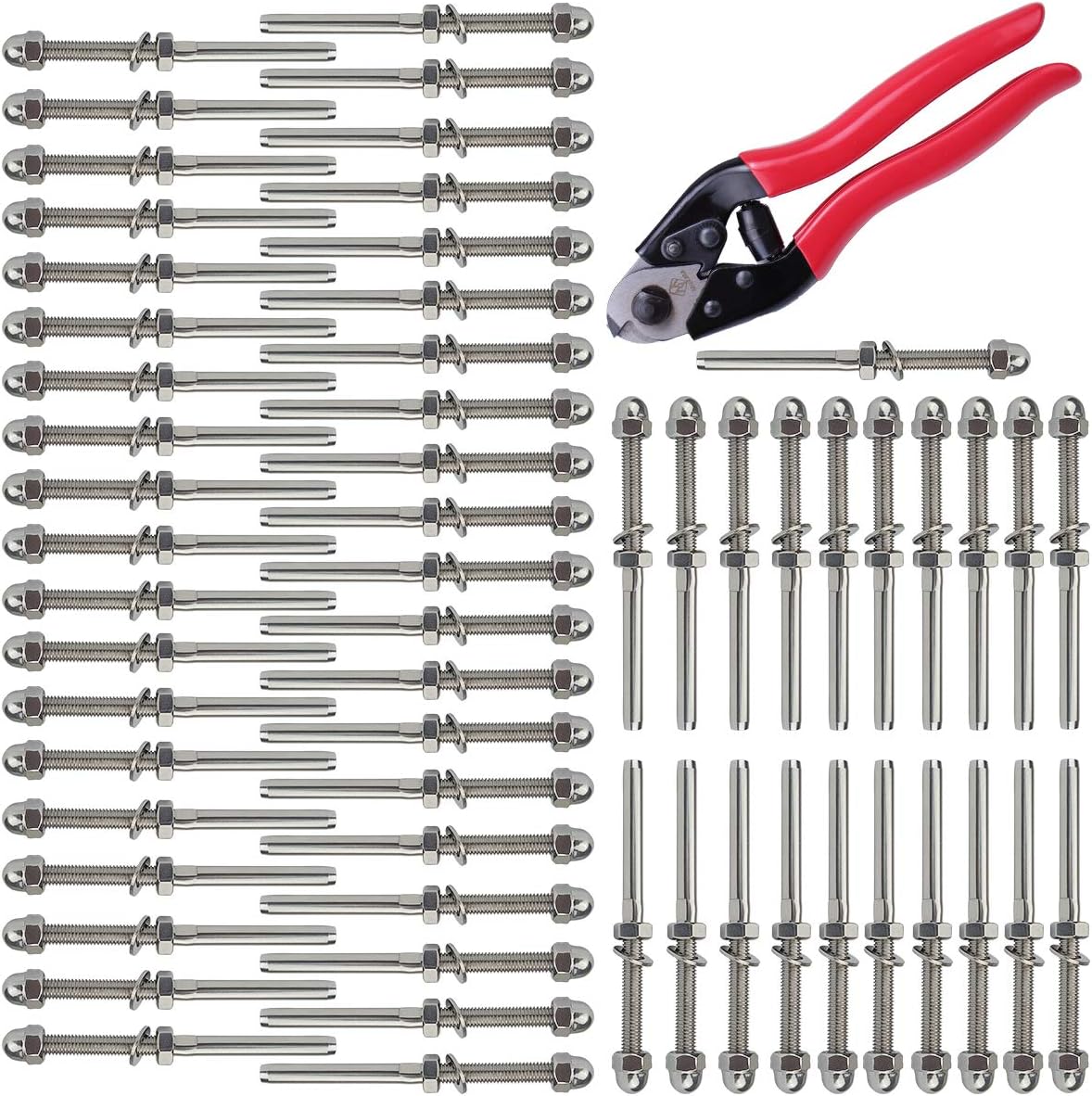 Muzata 60Pack Hand Swage Threaded Stud Tensioner 1/8