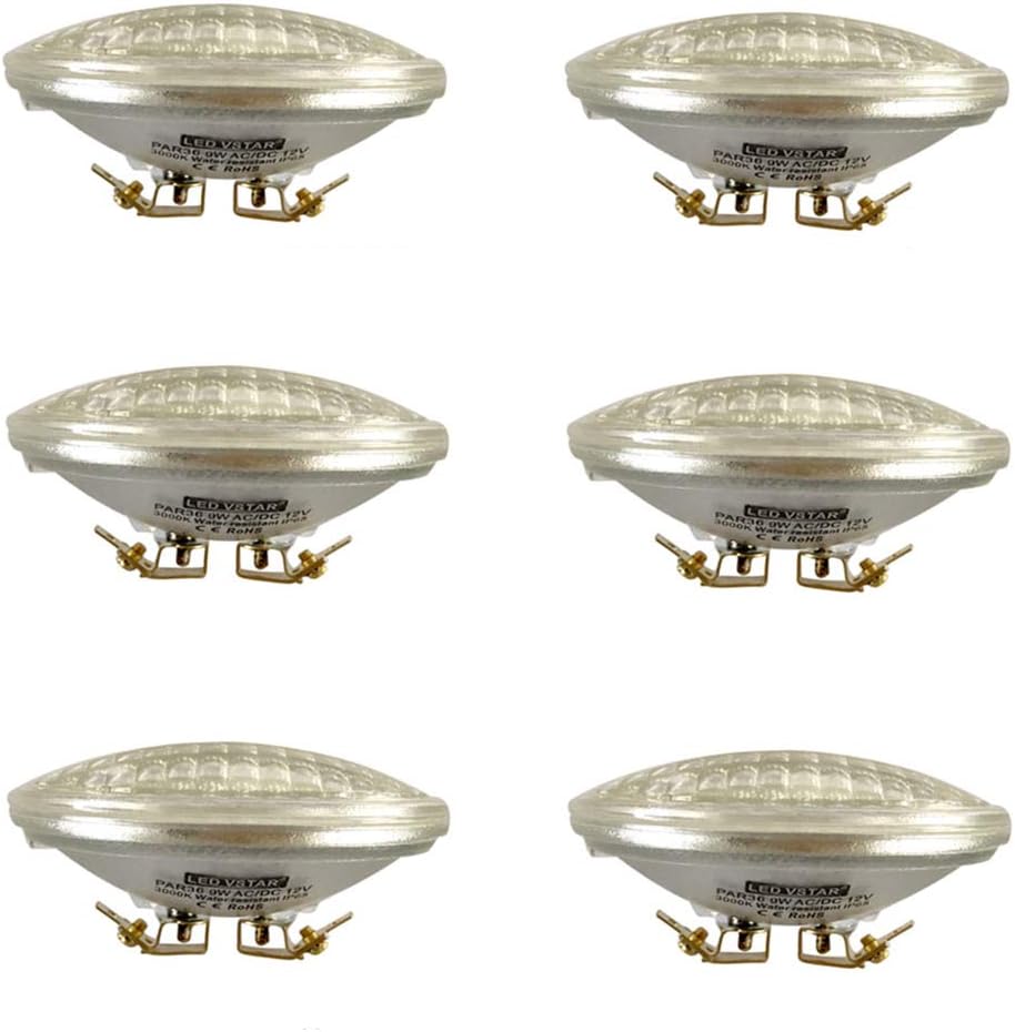 Vstar LED PAR36 9W 12V Warm White,Multi-Purpose Base,Landscape Lighting(Pack of 6)